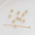 Set de 10 cuentas espaciadoras doradas huecas con alfiler en T para joyería DIY - Círculo Hueco / 5mm (1 Pieza) / Oro de 14K