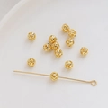 Cuenta de bola de malla dorada con pin de metal para accesorios de joyería DIY - Círculo Hueco / 5mm (1 Pieza) / Oro de 18K