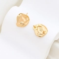 Minimalist gold-plated irregular lava textured metal stud earrings for women - Golden Irregular Disc Style (4#)