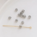 Cuentas espaciadoras de filigrana plateada para joyería DIY con alfiler de metal dorado - Círculo Hueco / 5mm (1 Pieza) / Oro blanco