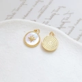 Detail showing shell inlay pendant with gold star motif and textured metal back - North Star Round Disc (4#)