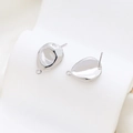 DIY baroque liquid lava stud earring finding with polished silver finish and connector loop - Silver Liquid Lava Style (8#)