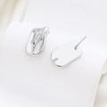Minimalist silver lava stud earrings with irregular molten texture and metallic finish - Silver Artistic Texture Style (11#)