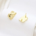 Baroque style gold-plated lava textured irregular earrings showing front and back details - Golden Organic Form Style (12#)