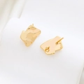 Baroque style gold-plated irregular geometric stud earrings with textured lava finish - Golden Pleated Metal Style (13#)