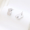 Irregular organic molten style S925 sterling silver stud earrings in silver finish - Silver Crumpled Geometric Style (14#)