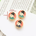 Vue macro détaillée des perles en émail de 11mm de style Tang pour bijoux faits main - Portrait de beauté ancienne (1#) / 1 Pièce / Or