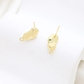 Golden irregular hammered bean stud earrings with loops for DIY jewelry making - Golden Bean Design Style (18#)