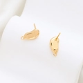 Gold-plated organic bean-shaped DIY earring studs with hanging loop for jewelry making - Golden Organic Surface Style (19#)