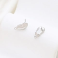 Polished silver baroque style earring studs with hanging loop on white fabric - Silver Streamlined Bean Style (20#)