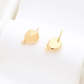 Golden irregular oval DIY earring studs with integrated hanging loops for jewelry making - Golden Oval Component Style (21#)