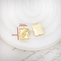 Detailed view of rectangle gold plated leaf pendants with wavy edges and dimensions - Leaf Relief Rectangular Style (7# Single Price)