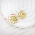 Detailed view of 20mm hammered gold plated pendant with crescent moon and engraving - New Moon Relief Round Style (8# Single Price)