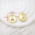 Macro detail of gold plated cross pendant with red zircon and French engraving text - Cross Stone Verse Style (9# Single Price)