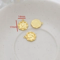 Detail of 14mm and 17mm gold octagonal coin charms with embossed profile and white stones - 5# Rhinestone Portrait Relief Octagon Style (Gold)
