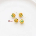 Detailansicht der 10mm hohlen vergoldeten Emaille-Perlen mit Blumenmustern - Blumen Herz Gemalter Stil (Stil 4 Einzeln) / 10mm