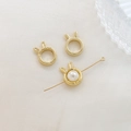 Detail of rabbit ear gold bead frame with white pearl for DIY jewelry making - Gold Rabbit Style (4#)