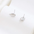 Polished silver baroque bean stud earrings with DIY hanging loop for jewelry making - Silver Flat Round Bean Style (31#)