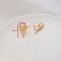 Detailed view of heart-shaped gold earring finding with zircon and hammered texture - Gold Heart Shape (3#)
