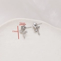 Detailed view of silver rose earrings with cubic zirconia and 10x17mm size markings - Silver Rose Shape (4#)