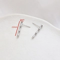 Detailed view of silver bamboo-style stud earrings with 23mm length measurements - Silver Bamboo Shape (8#)