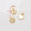 Detail view of heart-shaped gold rose pendant with dimensions of 16mm by 22mm - Heart Rose Style (5#)