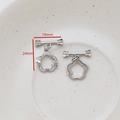 Silver-plated flower charms with cubic zirconia and butterfly T-bar toggle clasp, 19mm x 24mm - Butterfly Flower Style
