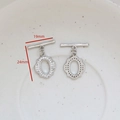 Detailed view of silver-plated copper heart OT toggle clasp with 19x24mm dimensions - Silver Pave Petal Style