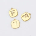 Detailansicht des vergoldeten quadratischen F-Buchstabenanhängers mit Zirkonia-Inlay - Buchstabe F (6# Einzelpreis)