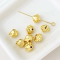 Macro detail of irregular gold-plated flower spacer beads with textured metal finish - Irregular Wrinkled Texture Bead (5#)