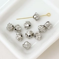 Detailed view of silver irregular flower beads for DIY jewelry with center hole - Irregular Wrinkled Texture Bead (6#)