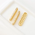 Detailed macro view of 18k gold plated rectangular spacer with cubic zirconia for DIY jewelry - 18K Gold Color Large Size (D3879-6)