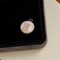 18K gold plated letter E pendant with white mother of pearl and sparkling zircon stone - Letter E