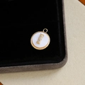18K gold plated letter I pendant with sparkling zircon and white mother of pearl - Letter I