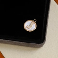 Gold-plated letter J charm with shell inlay and cubic zirconia for DIY jewelry making - Letter J
