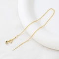 Detail view of adjustable 18k gold plated box chain bracelet with spring ring clasp - O-Chain / 18k Link Chain (Single Piece)