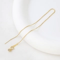 Detail view of gold box chain with spring clasp and adjustable needle pin end - 14k Box Chain (Single Piece)