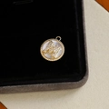 Gold plated shell pendant with letter M and zircon inlay for DIY jewelry making - Letter M