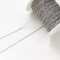 Cadena en O bañada en plata brillante en carrete blanco para creación de joyas DIY - 4# 2.1mm (1 Metro)