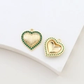 Detailed macro view of heart charm with gold plating and inlaid green zircon stones - Gold Style with Green Zircon (2#)