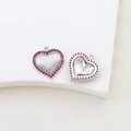 Macro detail of heart-shaped pendants with pink zircon stones for DIY jewelry making - Silver Style with Red Zircon (3#)