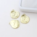 Detailed macro view showing the owl relief and freedom engraving on S925 silver coin charm - 14K Gold