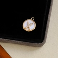 Gold-plated letter X pendant with mother of pearl inlay and sparkling cubic zirconia - Letter X