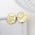Detail of gold-plated double-sided owl and portrait coin pendants with small zircon stone - Style 1