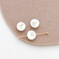 Close-up of circular white shell bead with gold letter A for DIY jewelry making - Letter A (1#A Single Price)