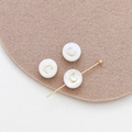 Detailed macro view of 8mm round white shell beads with gold letter C inlay for DIY jewelry - Letter C (3#C Single Price)