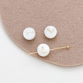 Macro detail of white shell alphabet beads with gold letter L for DIY jewelry making - Letter L (12#L Single Price)