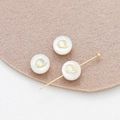 Macro detail of 8mm shell beads with gold letter Q and T-pin for DIY jewelry making - Letter Q (17#Q Single Price)
