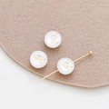 Detailed macro view of 8mm shell beads with golden letter R for DIY jewelry making - Letter R (18#R Single Price)
