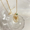 Collar de oro con colgante de lirio de los valles en nácar y gema verde - Mayo-Lirio